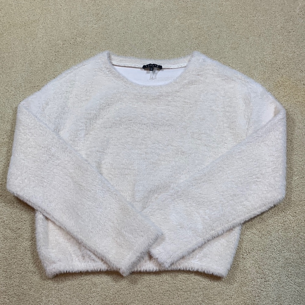 1 STATE Sweater M Cream off white Crop elastic waistband women Medium